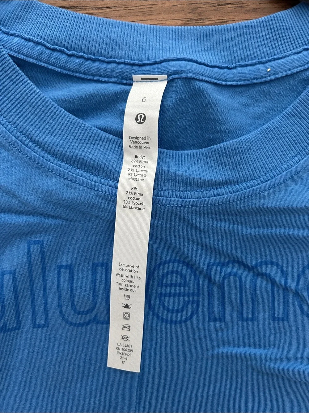 lululemon athletica Blue Cropped Logo Tee